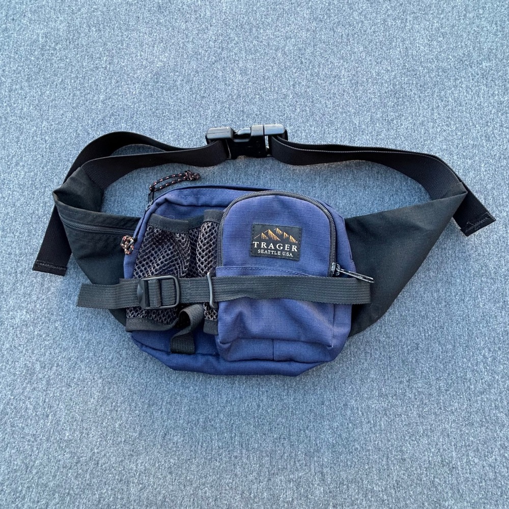 Vintage Trager Seattle Waist Pack Made in USA Blue Hiking Lumbar Fanny Pack